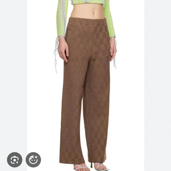 NWOT Isa Boulder Checkered Reflective Brown Loose Pants Size Large - Picture 1 of 5
